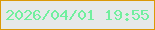 文字の大きさ：5、枠の色：db9907、背景の色：e6e9e9、文字の色：71ef9e 無料ブログパーツのブログ時計