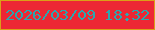 文字の大きさ：3、枠の色：db9f18、背景の色：ed2734、文字の色：2aa7b0 無料ブログパーツのブログ時計