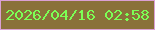 文字の大きさ：1、枠の色：dba0d4、背景の色：8a713a、文字の色：7cff55 無料ブログパーツのブログ時計