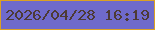 文字の大きさ：3、枠の色：dba124、背景の色：6f6acb、文字の色：4d3a35 無料ブログパーツのブログ時計