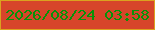 文字の大きさ：1、枠の色：dba21f、背景の色：d7452a、文字の色：079309 無料ブログパーツのブログ時計