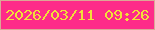 文字の大きさ：1、枠の色：dba796、背景の色：fe2b89、文字の色：f1e039 無料ブログパーツのブログ時計