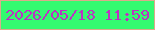 文字の大きさ：1、枠の色：dbaa8b、背景の色：34fa70、文字の色：bd32c3 無料ブログパーツのブログ時計