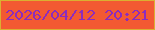 文字の大きさ：2、枠の色：dbaf31、背景の色：f35932、文字の色：8c2cbd 無料ブログパーツのブログ時計