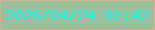 文字の大きさ：4、枠の色：dbaf92、背景の色：9ac09b、文字の色：14f5f0 無料ブログパーツのブログ時計