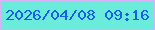 文字の大きさ：2、枠の色：dbb0f9、背景の色：6bebda、文字の色：1a5fe5 無料ブログパーツのブログ時計