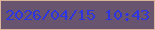 文字の大きさ：4、枠の色：dbb59a、背景の色：68546f、文字の色：2e35e0 無料ブログパーツのブログ時計