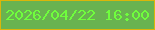 文字の大きさ：2、枠の色：dbb609、背景の色：69b350、文字の色：6ffe3d 無料ブログパーツのブログ時計