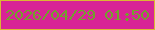 文字の大きさ：4、枠の色：dbb733、背景の色：d82396、文字の色：72a12c 無料ブログパーツのブログ時計