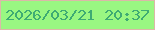 文字の大きさ：5、枠の色：dbb8a8、背景の色：99f782、文字の色：3eab73 無料ブログパーツのブログ時計