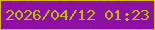 文字の大きさ：5、枠の色：dbb90d、背景の色：8e0fa3、文字の色：bcba0f 無料ブログパーツのブログ時計