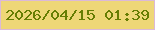文字の大きさ：4、枠の色：dbb9d8、背景の色：eed777、文字の色：667d03 無料ブログパーツのブログ時計