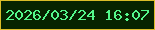 文字の大きさ：4、枠の色：dbbc28、背景の色：072300、文字の色：54f98b 無料ブログパーツのブログ時計