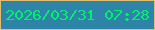 文字の大きさ：4、枠の色：dbbe72、背景の色：2e84a6、文字の色：00f06f 無料ブログパーツのブログ時計