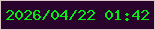 文字の大きさ：5、枠の色：dbc5c7、背景の色：2a032c、文字の色：03ed14 無料ブログパーツのブログ時計