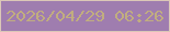 文字の大きさ：3、枠の色：dbc7b7、背景の色：9f7daf、文字の色：c1ad7f 無料ブログパーツのブログ時計