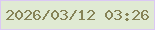 文字の大きさ：3、枠の色：dbc8f4、背景の色：e0ead3、文字の色：868357 無料ブログパーツのブログ時計