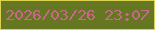 文字の大きさ：4、枠の色：dbd052、背景の色：667721、文字の色：cb668f 無料ブログパーツのブログ時計