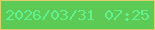 文字の大きさ：1、枠の色：dbd06b、背景の色：5eca56、文字の色：61f28f 無料ブログパーツのブログ時計
