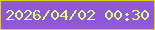 文字の大きさ：1、枠の色：dbd114、背景の色：9058d9、文字の色：d8ff78 無料ブログパーツのブログ時計