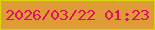 文字の大きさ：4、枠の色：dbd40d、背景の色：df9b35、文字の色：e1105e 無料ブログパーツのブログ時計