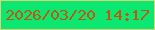 文字の大きさ：2、枠の色：dbd476、背景の色：0ce771、文字の色：bd590e 無料ブログパーツのブログ時計