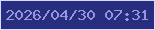 文字の大きさ：4、枠の色：dbdaff、背景の色：272d7f、文字の色：9b95e0 無料ブログパーツのブログ時計