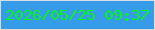 文字の大きさ：4、枠の色：dbdbdf、背景の色：369be9、文字の色：05f518 無料ブログパーツのブログ時計