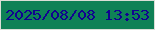 文字の大きさ：2、枠の色：dbded7、背景の色：0f8156、文字の色：110290 無料ブログパーツのブログ時計