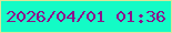 文字の大きさ：5、枠の色：dbe499、背景の色：13fbc6、文字の色：8e108b 無料ブログパーツのブログ時計