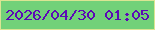 文字の大きさ：1、枠の色：dbe593、背景の色：72d179、文字の色：5c08b6 無料ブログパーツのブログ時計
