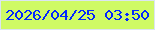 文字の大きさ：2、枠の色：dbe5f2、背景の色：cffa65、文字の色：0327ff 無料ブログパーツのブログ時計