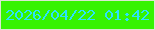 文字の大きさ：1、枠の色：dbe7d2、背景の色：36f302、文字の色：2be2fc 無料ブログパーツのブログ時計