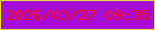 文字の大きさ：3、枠の色：dbe935、背景の色：a80cd8、文字の色：f60613 無料ブログパーツのブログ時計