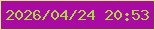 文字の大きさ：5、枠の色：dbf277、背景の色：a90ba2、文字の色：a9da43 無料ブログパーツのブログ時計