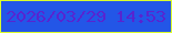 文字の大きさ：5、枠の色：dbfe2c、背景の色：2356e7、文字の色：5824d0 無料ブログパーツのブログ時計
