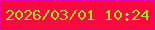 文字の大きさ：4、枠の色：dc00a4、背景の色：f9093d、文字の色：a9db2e 無料ブログパーツのブログ時計