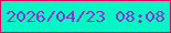 文字の大きさ：5、枠の色：dc035e、背景の色：02f7c5、文字の色：8038c9 無料ブログパーツのブログ時計