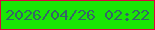 文字の大きさ：2、枠の色：dc043e、背景の色：1ae605、文字の色：356567 無料ブログパーツのブログ時計
