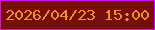 文字の大きさ：4、枠の色：dc06fb、背景の色：740f0e、文字の色：ee8f29 無料ブログパーツのブログ時計