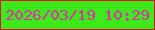 文字の大きさ：5、枠の色：dc0e29、背景の色：3de917、文字の色：de2fb0 無料ブログパーツのブログ時計