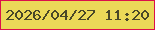 文字の大きさ：2、枠の色：dc104b、背景の色：ebd958、文字の色：494828 無料ブログパーツのブログ時計