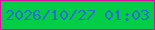 文字の大きさ：5、枠の色：dc10a0、背景の色：02cd46、文字の色：266fcb 無料ブログパーツのブログ時計