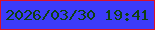 文字の大きさ：1、枠の色：dc1128、背景の色：3c3bf9、文字の色：0f4111 無料ブログパーツのブログ時計