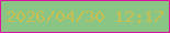 文字の大きさ：1、枠の色：dc149e、背景の色：8bc585、文字の色：c7bf52 無料ブログパーツのブログ時計