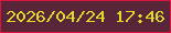 文字の大きさ：3、枠の色：dc1540、背景の色：592538、文字の色：dedb29 無料ブログパーツのブログ時計