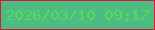 文字の大きさ：2、枠の色：dc1634、背景の色：4cbc83、文字の色：57da5d 無料ブログパーツのブログ時計
