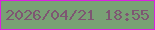 文字の大きさ：2、枠の色：dc20e0、背景の色：79a175、文字の色：7e5672 無料ブログパーツのブログ時計