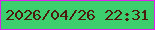文字の大きさ：2、枠の色：dc22ed、背景の色：3dce6d、文字の色：4e190f 無料ブログパーツのブログ時計