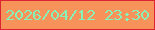 文字の大きさ：2、枠の色：dc2333、背景の色：f8925b、文字の色：87f1b8 無料ブログパーツのブログ時計